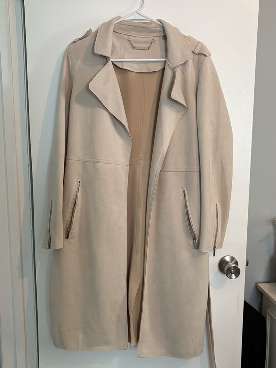 Tahari Jackets & Blazers - Women's Beige Long Trench Coat